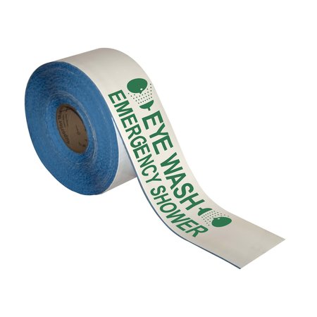 SUPERIOR MARK Floor Marking Message Tape, 4in x 100Ft , Eye Wash Emergency Shower IN-50-638I